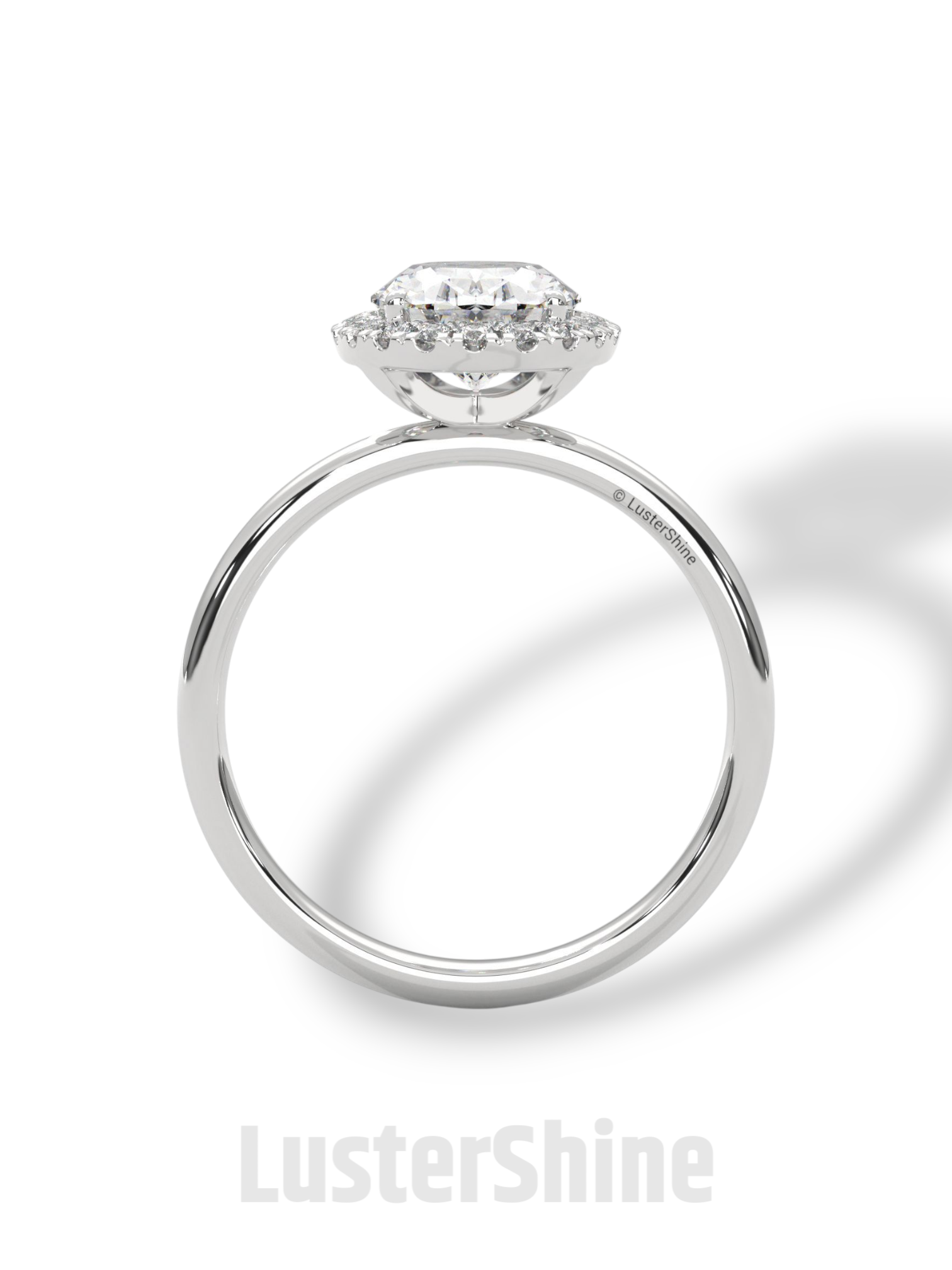 Oval Halo Engagement Ring – 2 Carat Moissanite Center – Pave Diamond Band – 14K Yellow Gold Elegant Bridal Ring – Custom Bridal Jewelry Gift