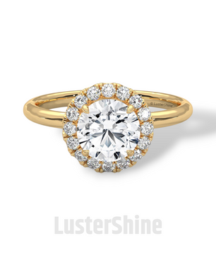Round Halo Diamond Engagement Ring – 1.30 CT Moissanite Ring – 14K 18K Gold Bridal Ring – Dainty Halo Ring – Round Engagement Ring for Her
