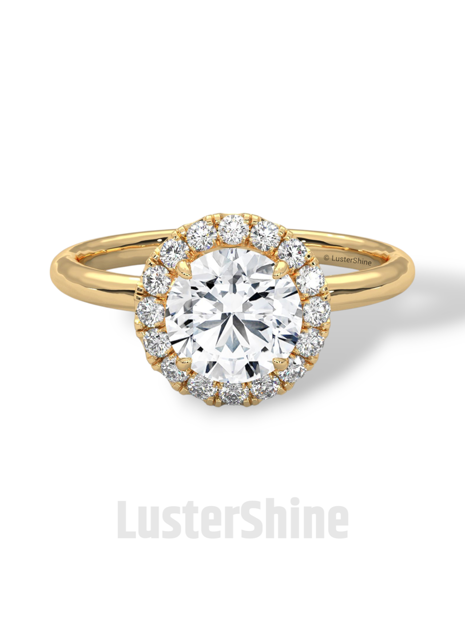 Round Halo Diamond Engagement Ring – 1.30 CT Moissanite Ring – 14K 18K Gold Bridal Ring – Dainty Halo Ring – Round Engagement Ring for Her