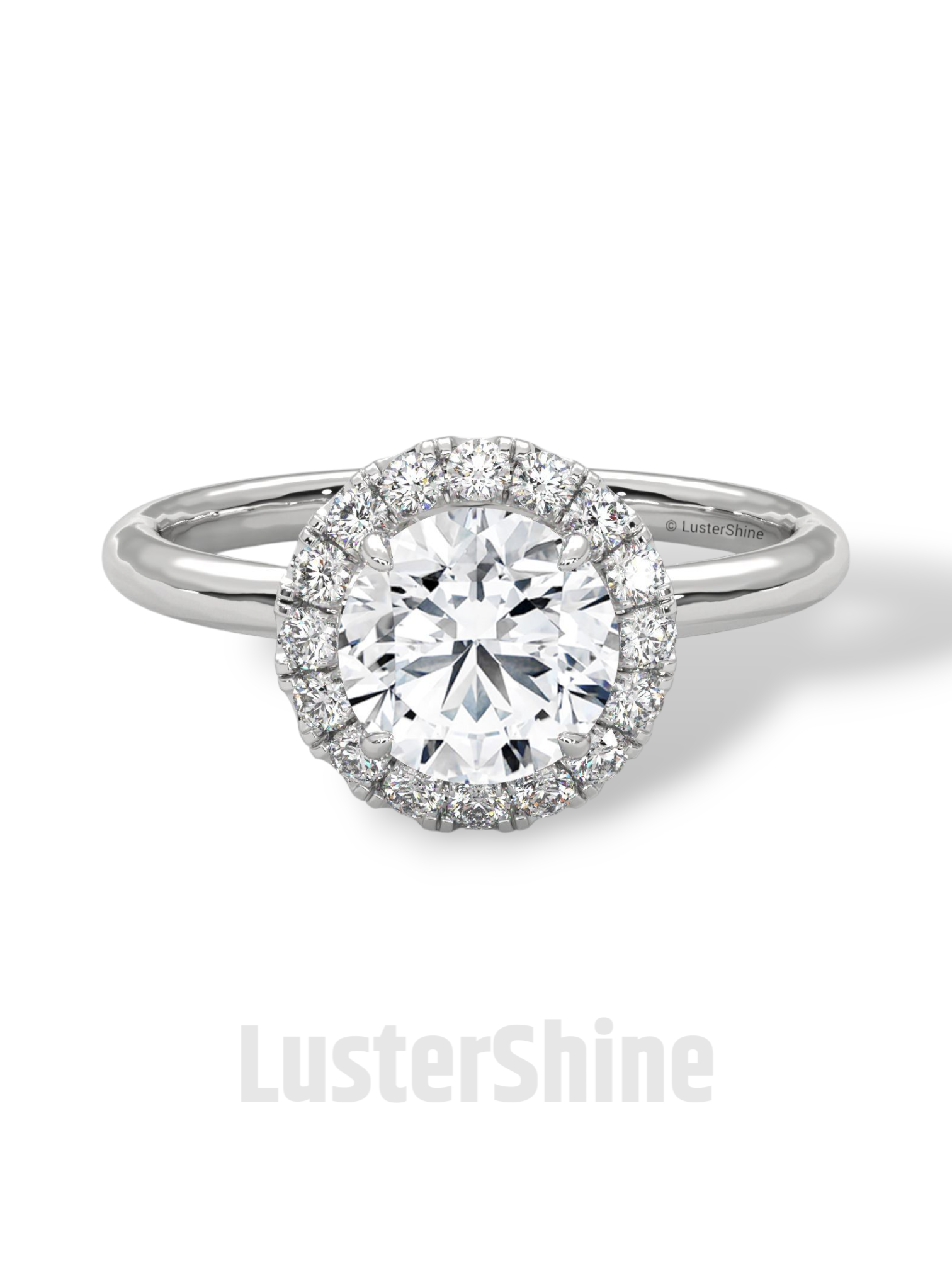 Round Halo Diamond Engagement Ring – 1.30 CT Moissanite Ring – 14K 18K Gold Bridal Ring – Dainty Halo Ring – Round Engagement Ring for Her