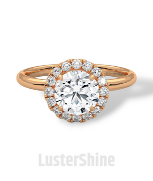 Round Halo Diamond Engagement Ring – 1.30 CT Moissanite Ring – 14K 18K Gold Bridal Ring – Dainty Halo Ring – Round Engagement Ring for Her