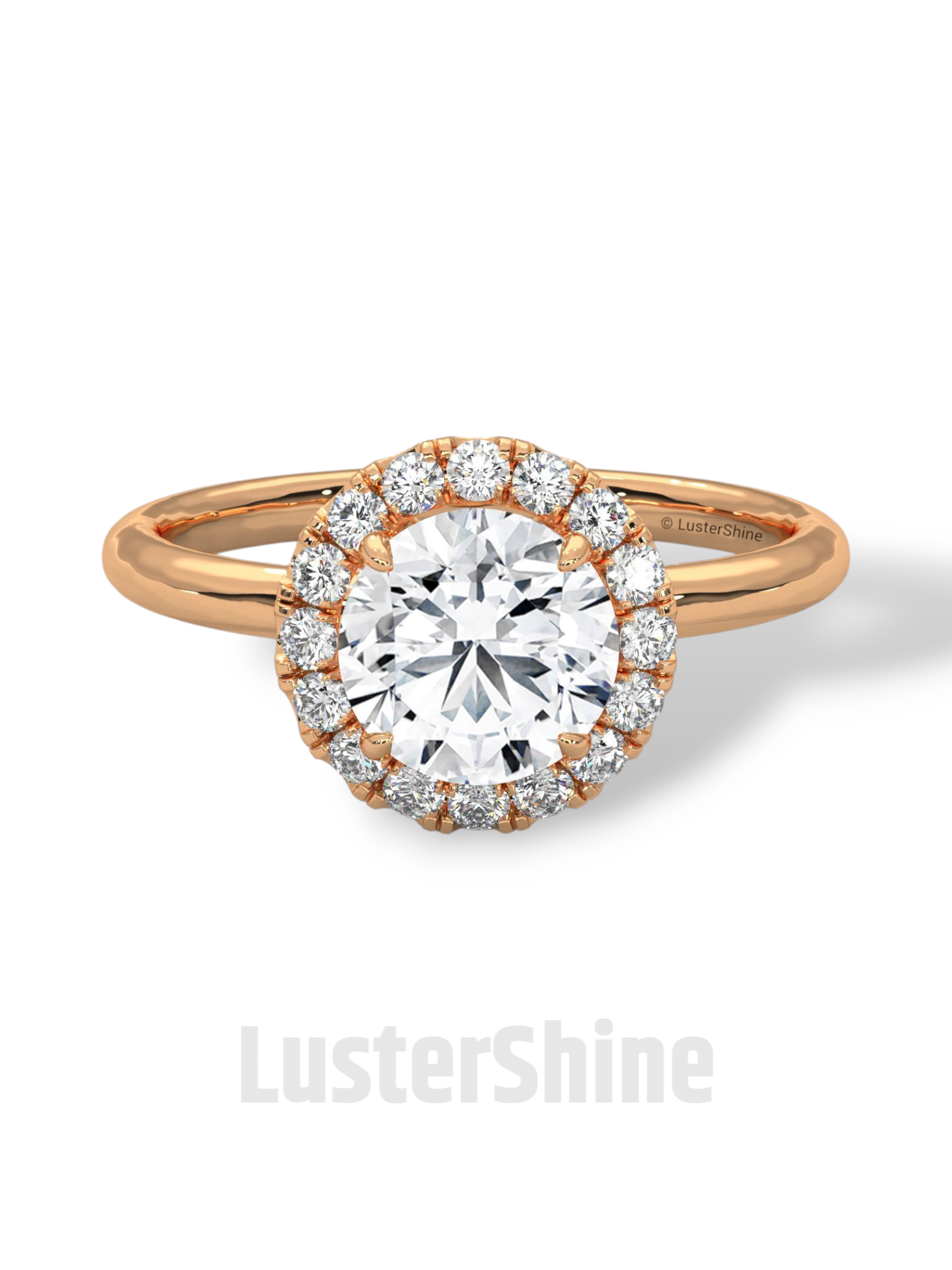 Round Halo Diamond Engagement Ring – 1.30 CT Moissanite Ring – 14K 18K Gold Bridal Ring – Dainty Halo Ring – Round Engagement Ring for Her