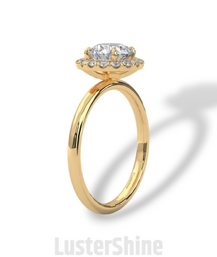 Round Halo Diamond Engagement Ring – 1.30 CT Moissanite Ring – 14K 18K Gold Bridal Ring – Dainty Halo Ring – Round Engagement Ring for Her