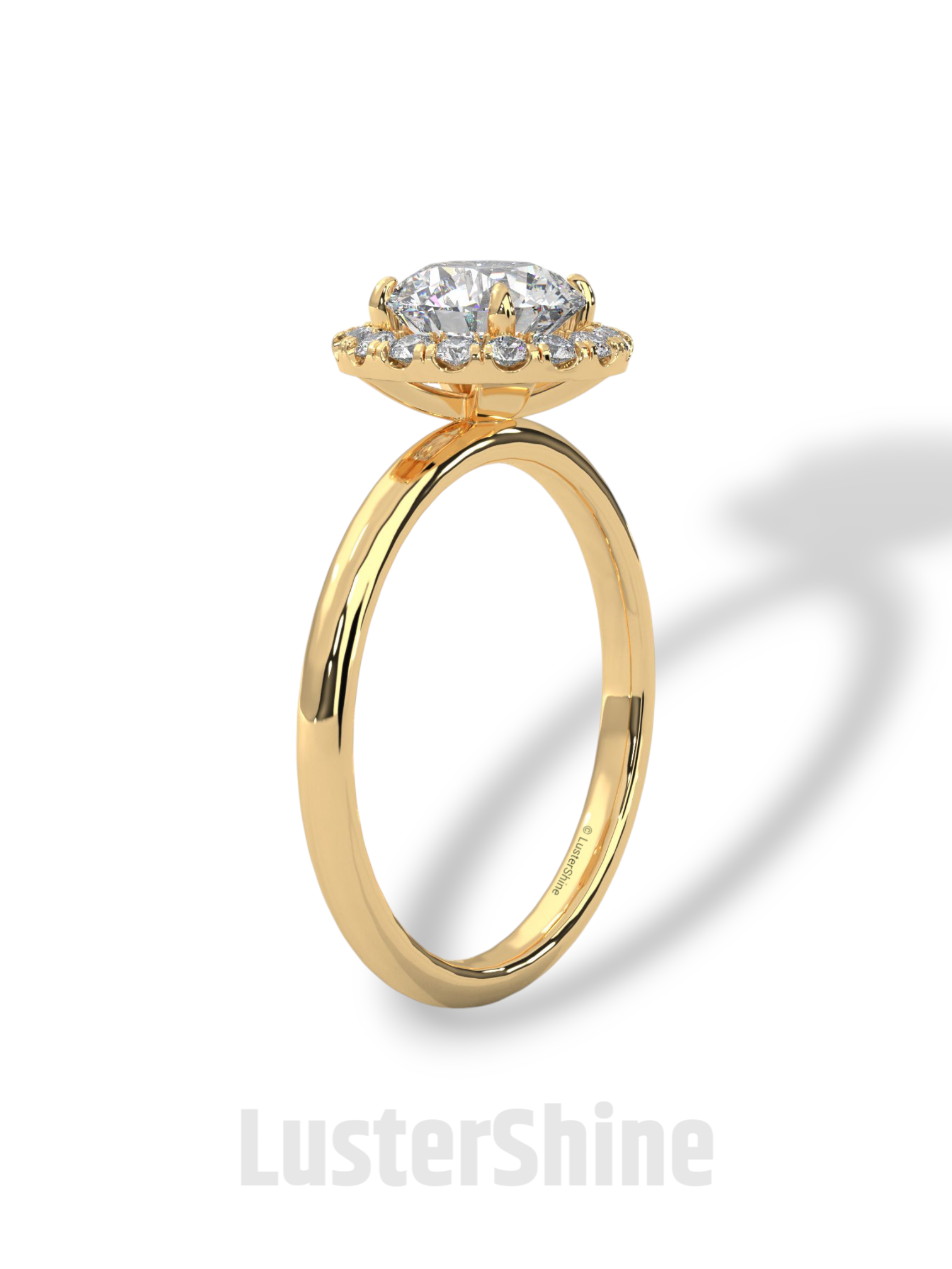 Round Halo Diamond Engagement Ring – 1.30 CT Moissanite Ring – 14K 18K Gold Bridal Ring – Dainty Halo Ring – Round Engagement Ring for Her