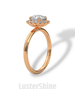Round Halo Diamond Engagement Ring – 1.30 CT Moissanite Ring – 14K 18K Gold Bridal Ring – Dainty Halo Ring – Round Engagement Ring for Her