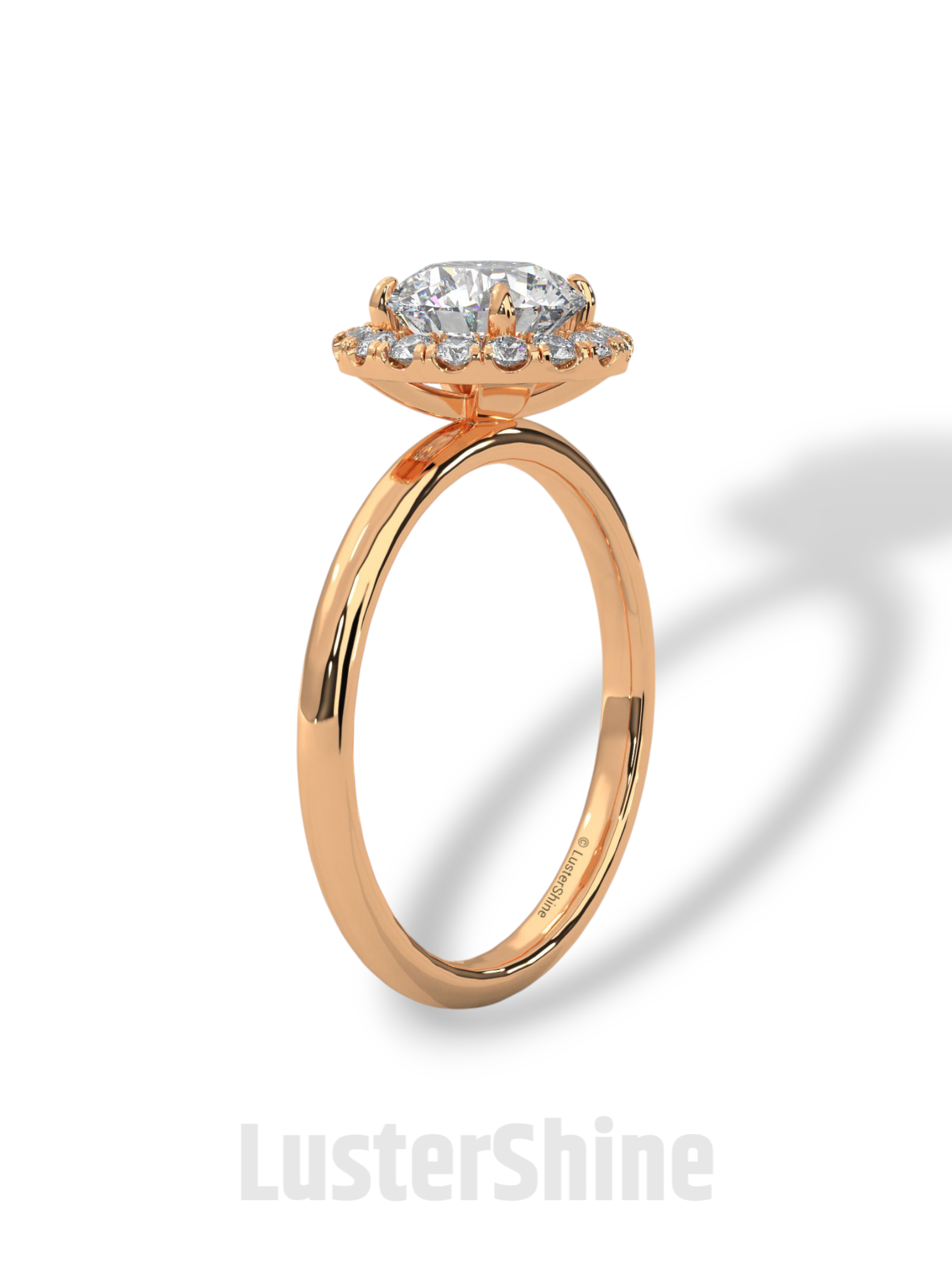 Round Halo Diamond Engagement Ring – 1.30 CT Moissanite Ring – 14K 18K Gold Bridal Ring – Dainty Halo Ring – Round Engagement Ring for Her