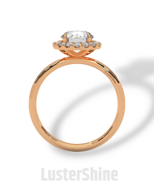 Round Halo Diamond Engagement Ring – 1.30 CT Moissanite Ring – 14K 18K Gold Bridal Ring – Dainty Halo Ring – Round Engagement Ring for Her