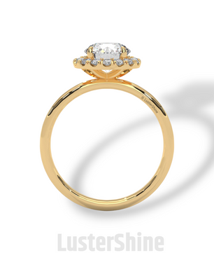 Round Halo Diamond Engagement Ring – 1.30 CT Moissanite Ring – 14K 18K Gold Bridal Ring – Dainty Halo Ring – Round Engagement Ring for Her