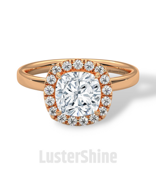 Cushion Cut Halo Engagement Ring – 2CT Cushion Diamond Ring – Gold Cushion Halo Ring – Handmade Bridal Ring – Classic Halo Wedding Ring Gift