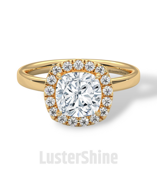 Cushion Cut Halo Engagement Ring – 2CT Cushion Diamond Ring – Gold Cushion Halo Ring – Handmade Bridal Ring – Classic Halo Wedding Ring Gift