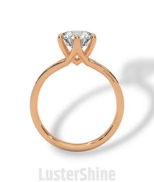 2CT Round Solitaire Diamond Ring – Six Prong Setting Ring – Moissanite Solitaire on Pave Band – Custom 14K 18K Gold Ring by LusterShine Gift