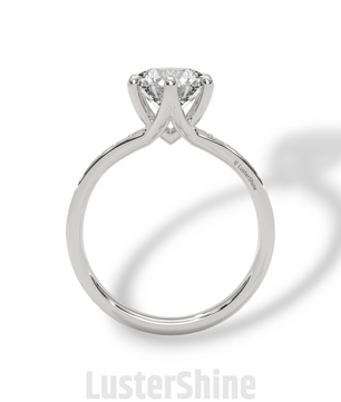 2CT Round Solitaire Diamond Ring – Six Prong Setting Ring – Moissanite Solitaire on Pave Band – Custom 14K 18K Gold Ring by LusterShine Gift