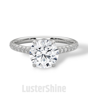 2CT Round Brilliant Diamond Ring – Gold Solitaire Engagement Ring – Dainty Pave Wedding Band – Classic Round Cut Solitaire Ring – Pave Gift