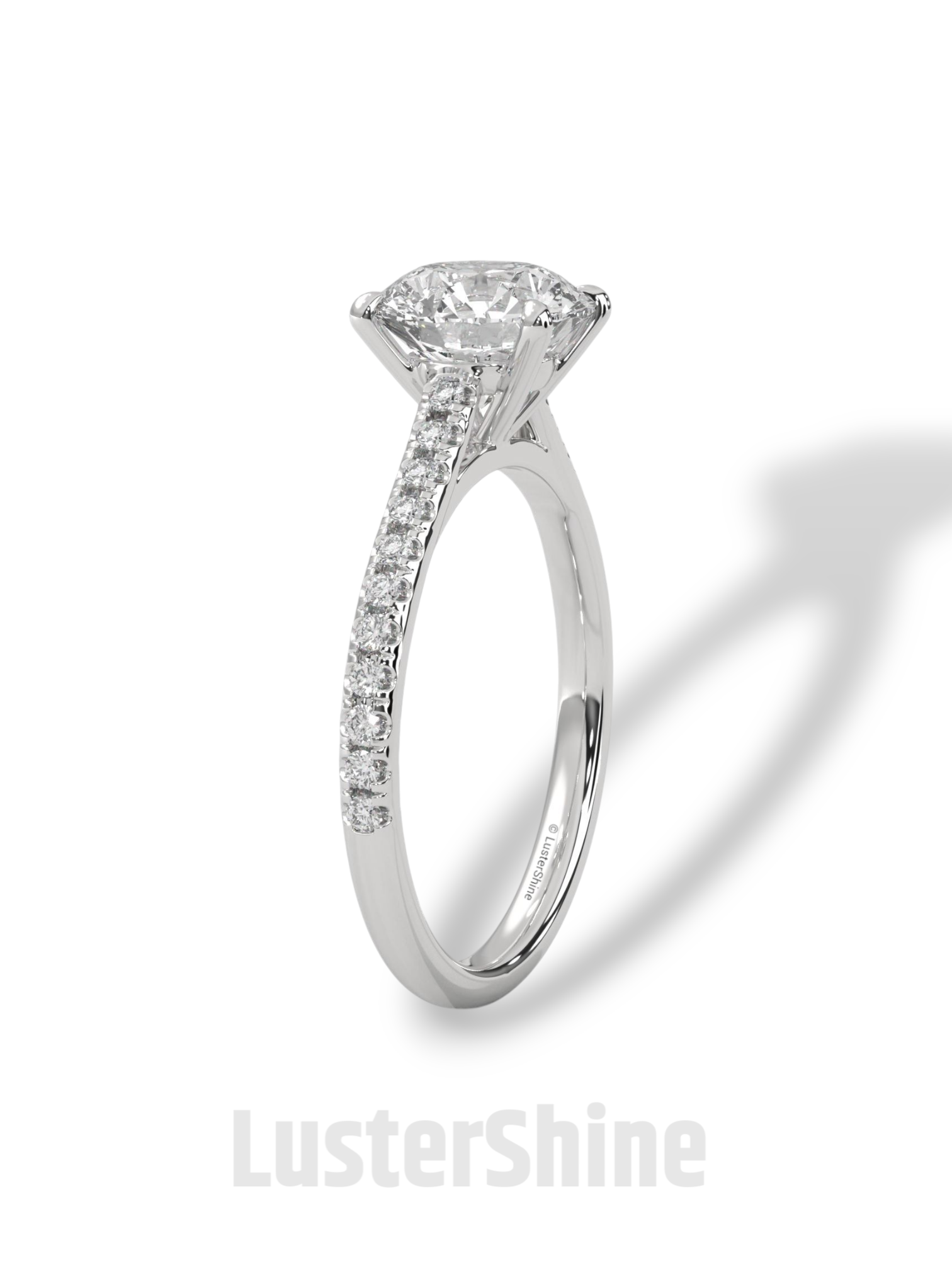 2CT Round Brilliant Diamond Ring – Gold Solitaire Engagement Ring – Dainty Pave Wedding Band – Classic Round Cut Solitaire Ring – Pave Gift
