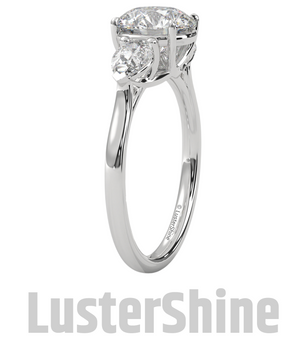 Three Stone Engagement Ring Round and Pear Diamond – 10K 14K 18K Gold or Platinum –  Trellis Setting Ring – Anniversary or Proposal Gift her