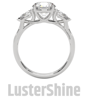 Three Stone Engagement Ring Round and Pear Diamond – 10K 14K 18K Gold or Platinum –  Trellis Setting Ring – Anniversary or Proposal Gift her