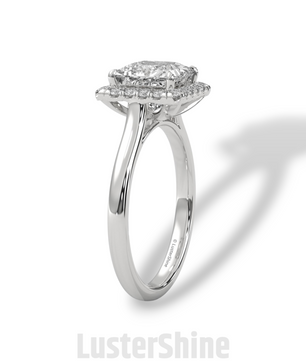Princess Cut Halo Engagement Ring – 2CT Moissanite Ring in 14K 18K Gold – Square Halo Diamond Ring – Rose Gold Bridal Ring by LusterShine