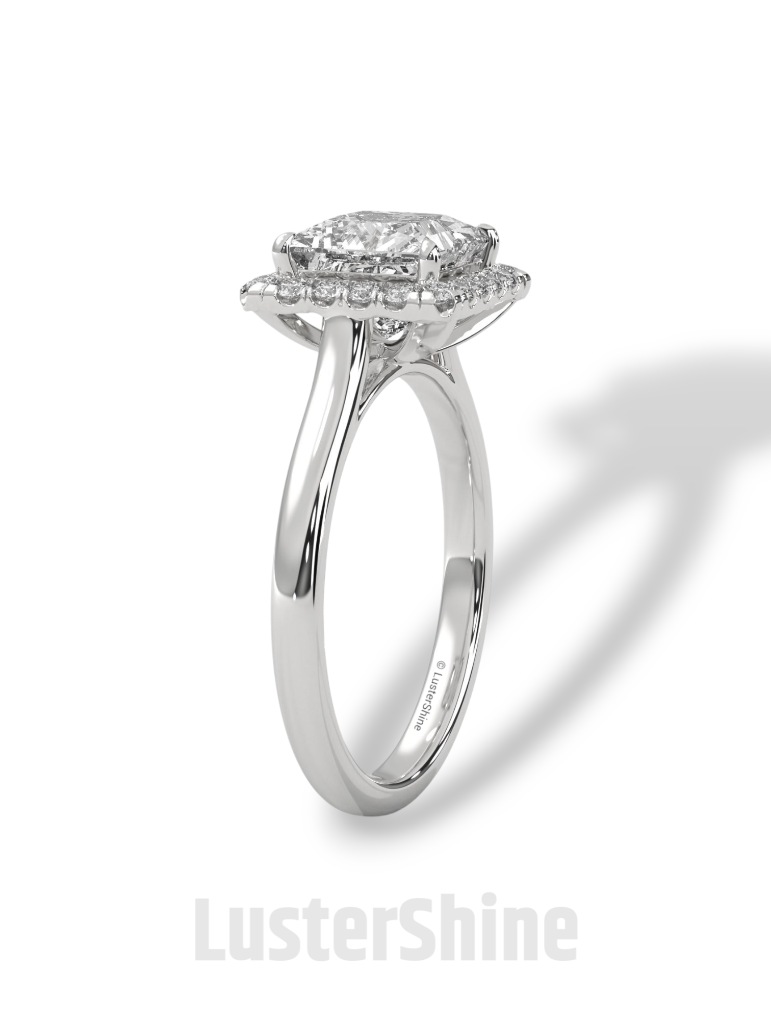 Princess Cut Halo Engagement Ring – 2CT Moissanite Ring in 14K 18K Gold – Square Halo Diamond Ring – Rose Gold Bridal Ring by LusterShine