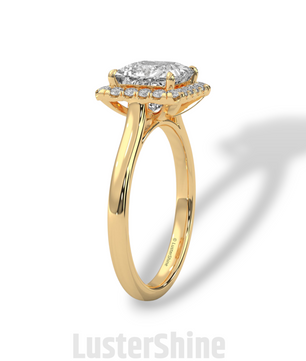 Princess Cut Halo Engagement Ring – 2CT Moissanite Ring in 14K 18K Gold – Square Halo Diamond Ring – Rose Gold Bridal Ring by LusterShine