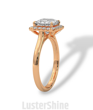 Princess Cut Halo Engagement Ring – 2CT Moissanite Ring in 14K 18K Gold – Square Halo Diamond Ring – Rose Gold Bridal Ring by LusterShine