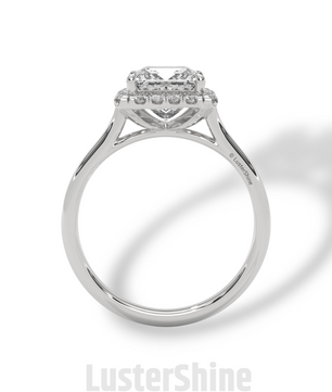 Princess Cut Halo Engagement Ring – 2CT Moissanite Ring in 14K 18K Gold – Square Halo Diamond Ring – Rose Gold Bridal Ring by LusterShine