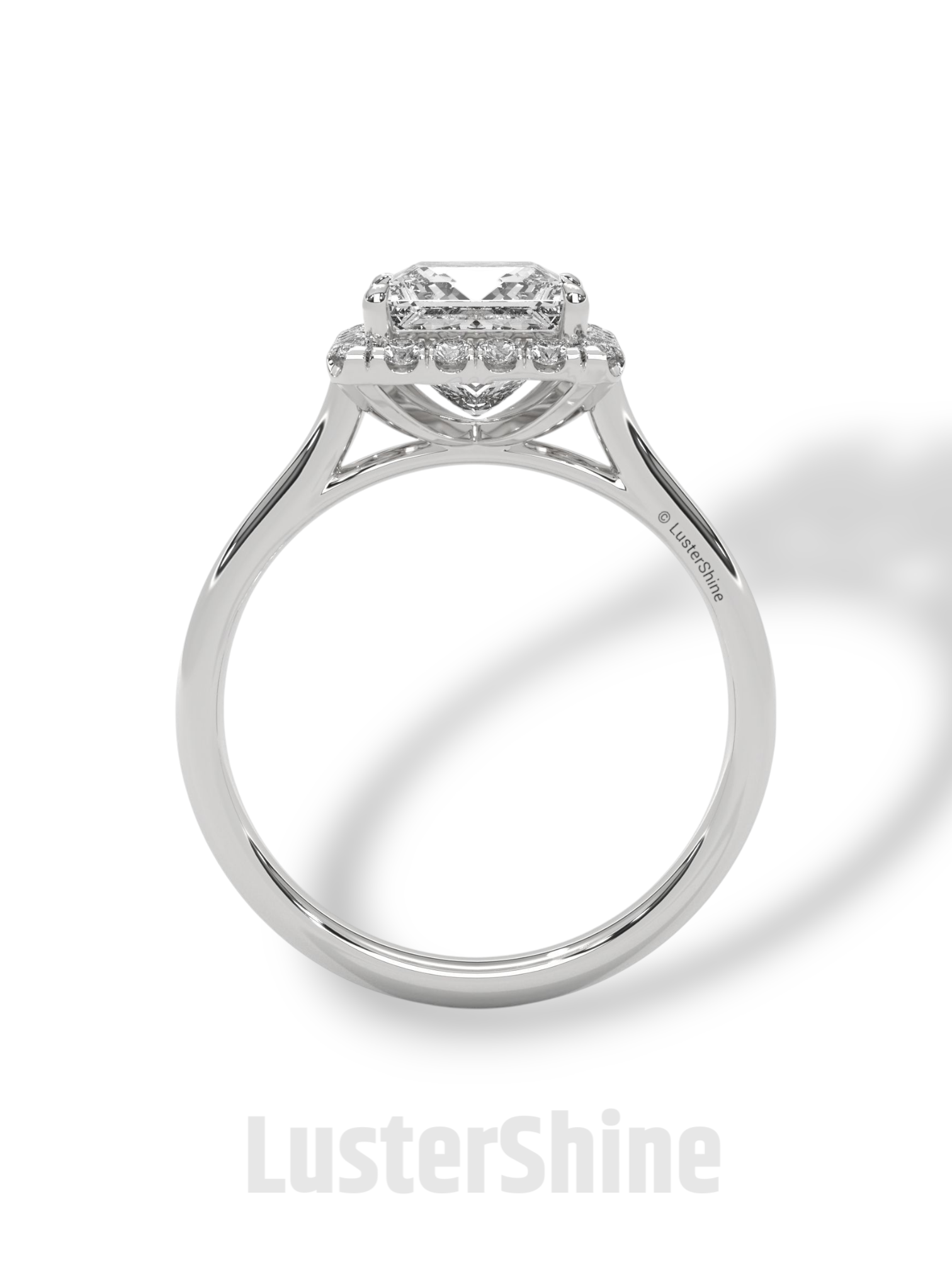 Princess Cut Halo Engagement Ring – 2CT Moissanite Ring in 14K 18K Gold – Square Halo Diamond Ring – Rose Gold Bridal Ring by LusterShine