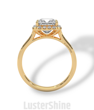 Princess Cut Halo Engagement Ring – 2CT Moissanite Ring in 14K 18K Gold – Square Halo Diamond Ring – Rose Gold Bridal Ring by LusterShine
