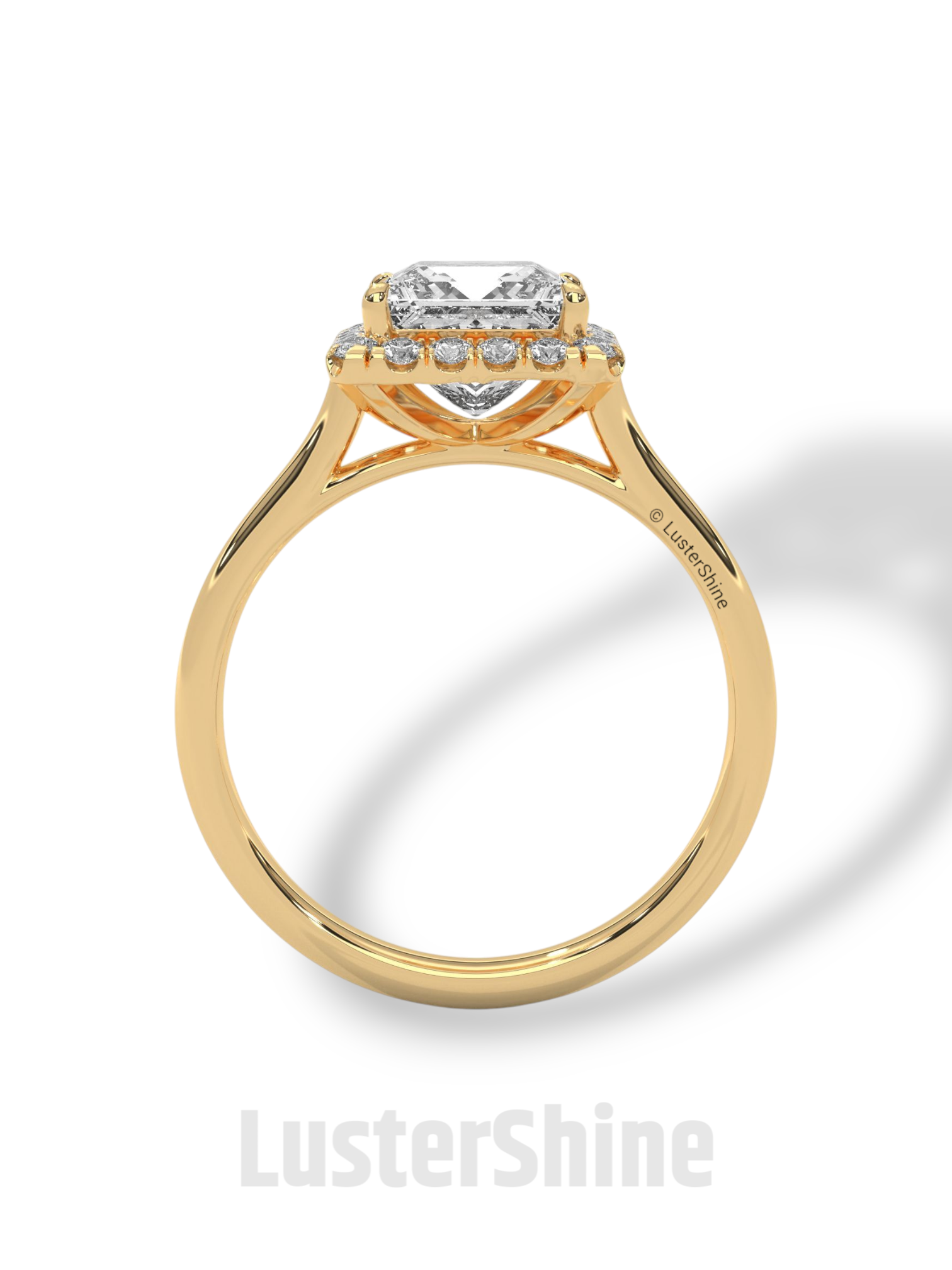 Princess Cut Halo Engagement Ring – 2CT Moissanite Ring in 14K 18K Gold – Square Halo Diamond Ring – Rose Gold Bridal Ring by LusterShine