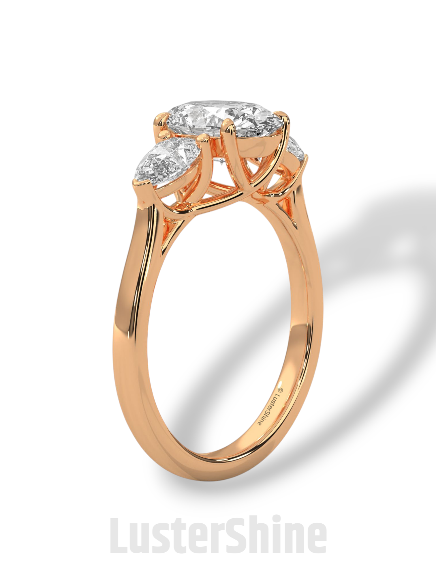 Oval Diamond Three Stone Ring – Pear Side Stone Engagement Ring – 14K 18K Yellow Gold Vintage Inspired Bridal Ring – Unique Custom Ring Gift