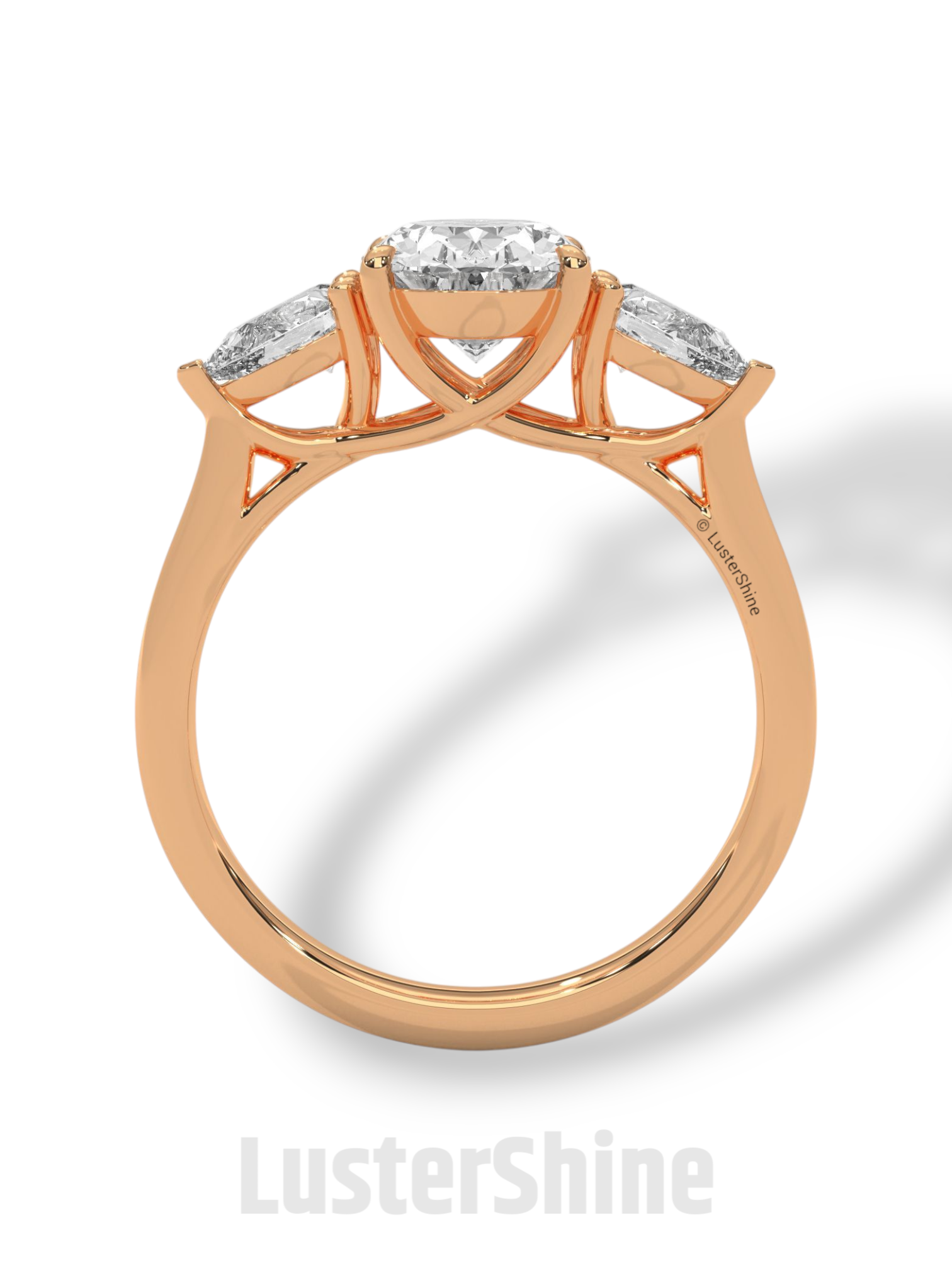 Oval Diamond Three Stone Ring – Pear Side Stone Engagement Ring – 14K 18K Yellow Gold Vintage Inspired Bridal Ring – Unique Custom Ring Gift