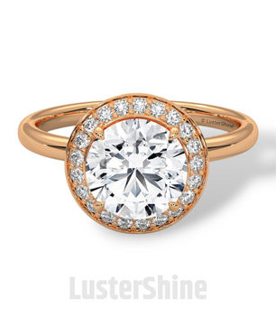 Round Halo Engagement Ring – 2ct Diamond Bezel Set Ring – 14K 18K Gold Bridal Ring – Modern Solitaire Wedding Band – Elegant Custom Jewelry