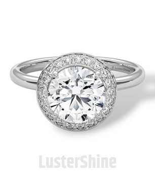 Round Halo Engagement Ring – 2ct Diamond Bezel Set Ring – 14K 18K Gold Bridal Ring – Modern Solitaire Wedding Band – Elegant Custom Jewelry
