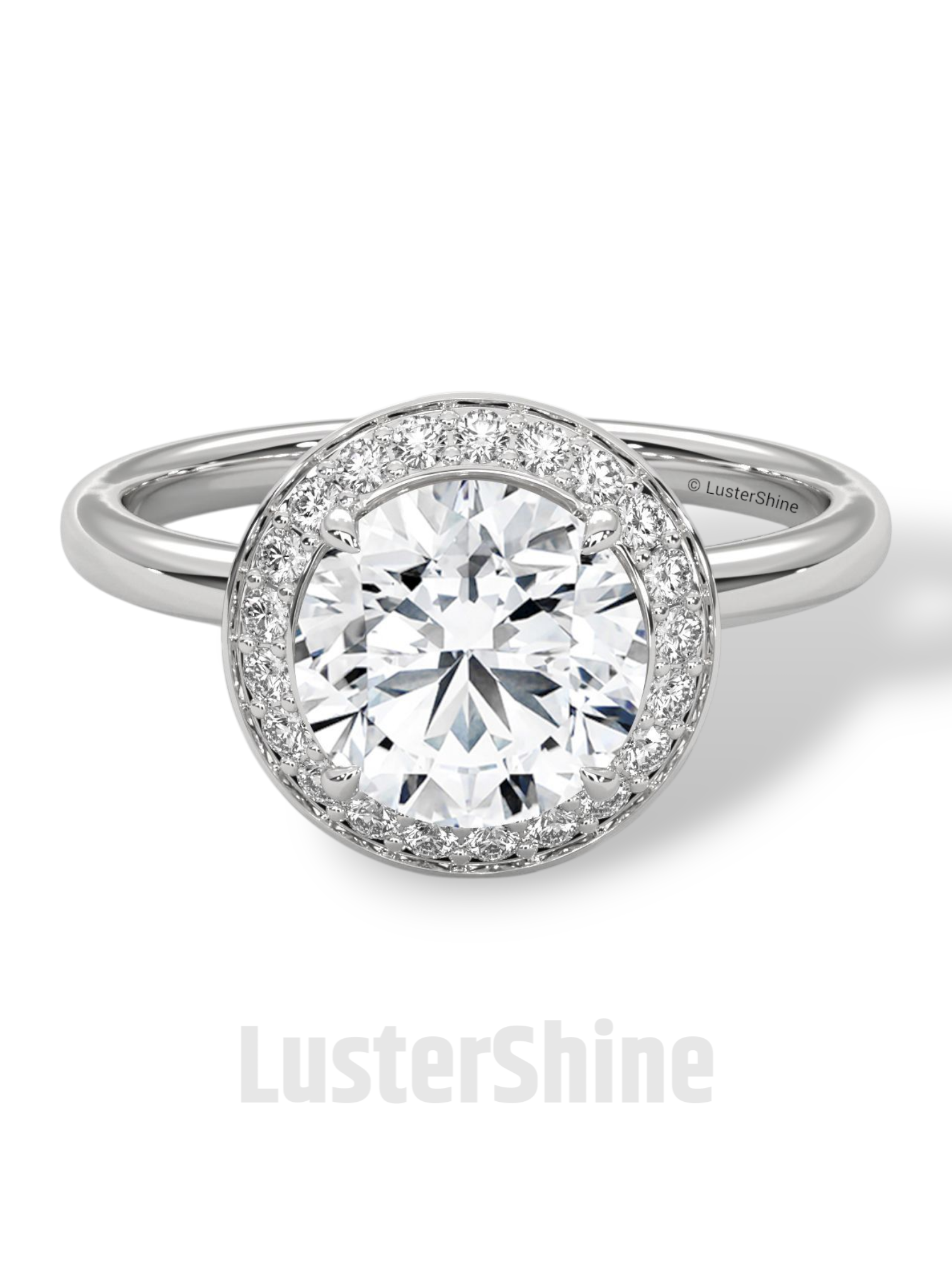 Round Halo Engagement Ring – 2ct Diamond Bezel Set Ring – 14K 18K Gold Bridal Ring – Modern Solitaire Wedding Band – Elegant Custom Jewelry