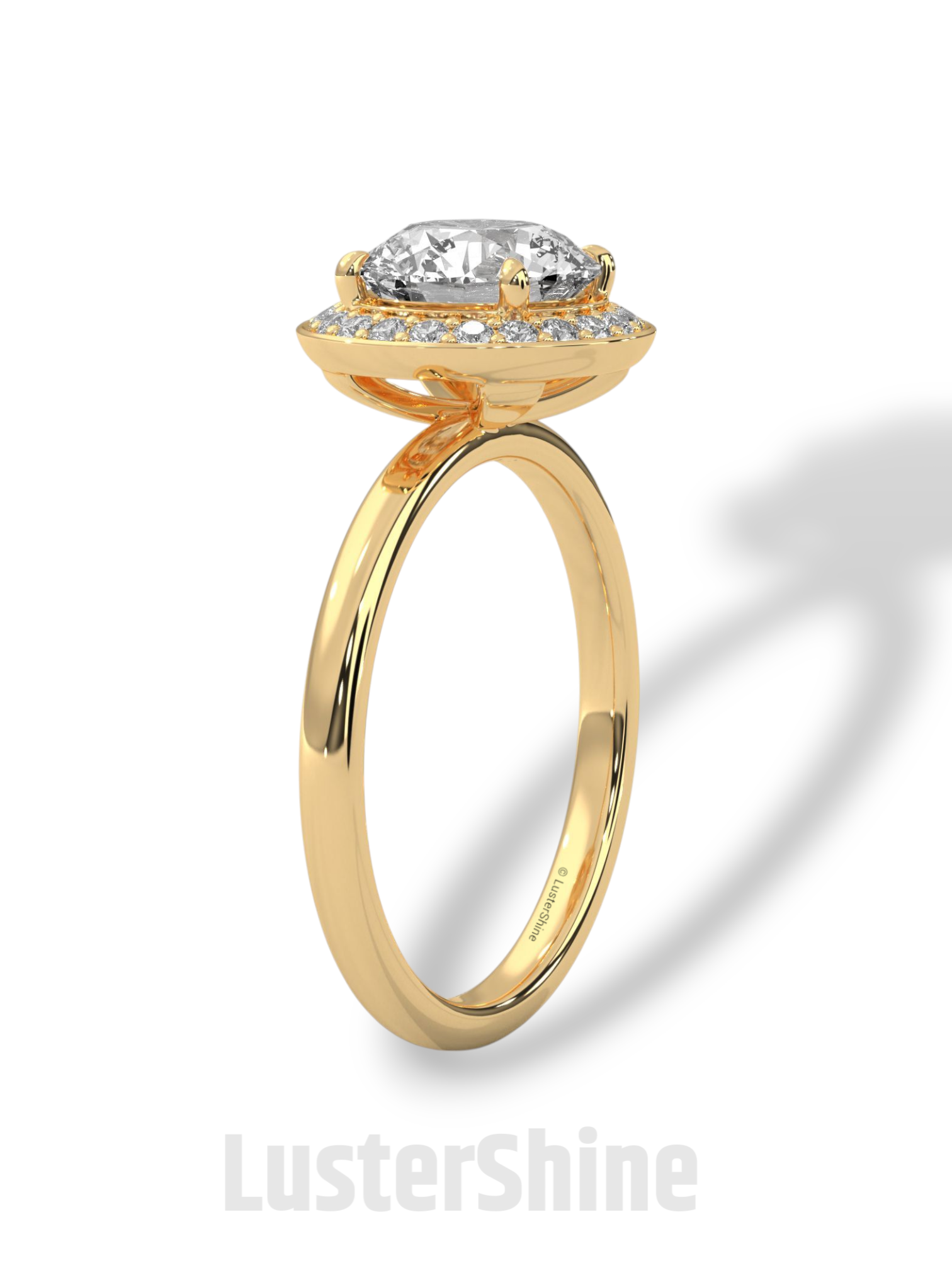 Round Halo Engagement Ring – 2ct Diamond Bezel Set Ring – 14K 18K Gold Bridal Ring – Modern Solitaire Wedding Band – Elegant Custom Jewelry
