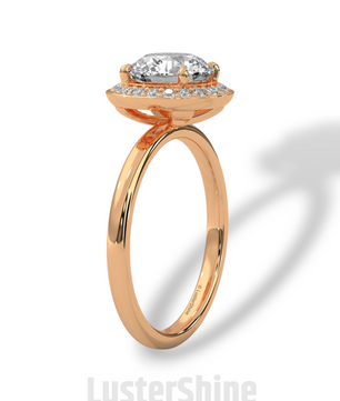 Round Halo Engagement Ring – 2ct Diamond Bezel Set Ring – 14K 18K Gold Bridal Ring – Modern Solitaire Wedding Band – Elegant Custom Jewelry