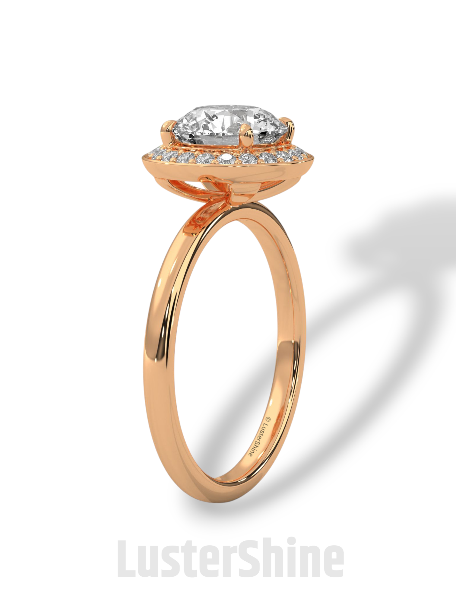 Round Halo Engagement Ring – 2ct Diamond Bezel Set Ring – 14K 18K Gold Bridal Ring – Modern Solitaire Wedding Band – Elegant Custom Jewelry