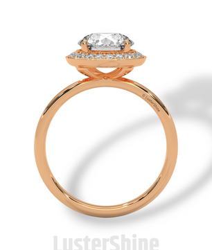 Round Halo Engagement Ring – 2ct Diamond Bezel Set Ring – 14K 18K Gold Bridal Ring – Modern Solitaire Wedding Band – Elegant Custom Jewelry