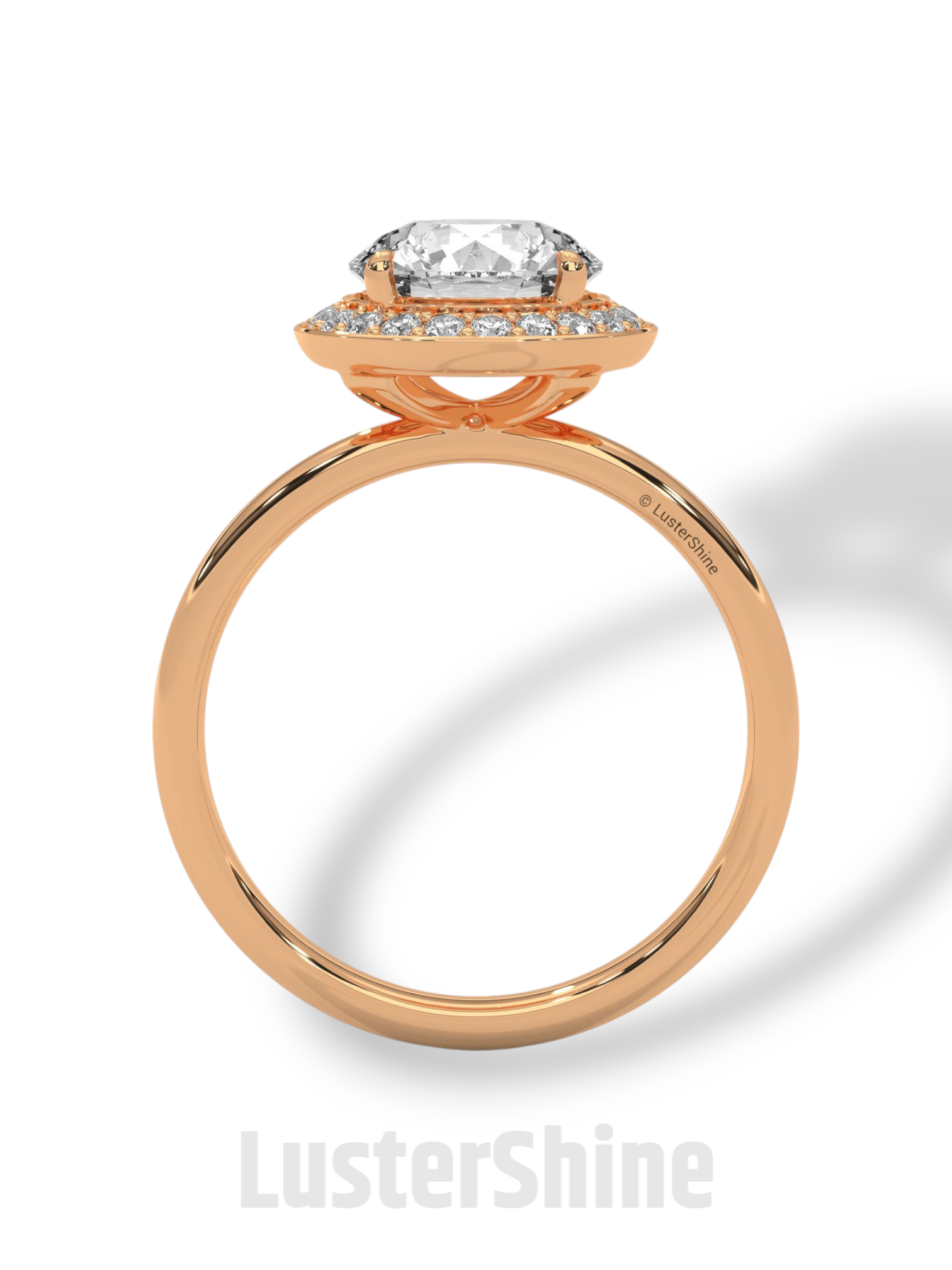 Round Halo Engagement Ring – 2ct Diamond Bezel Set Ring – 14K 18K Gold Bridal Ring – Modern Solitaire Wedding Band – Elegant Custom Jewelry