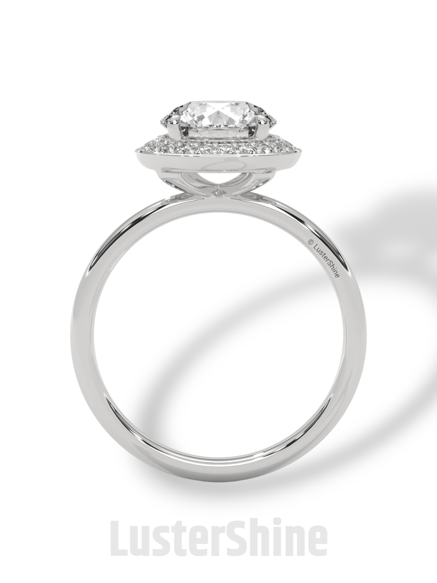 Round Halo Engagement Ring – 2ct Diamond Bezel Set Ring – 14K 18K Gold Bridal Ring – Modern Solitaire Wedding Band – Elegant Custom Jewelry