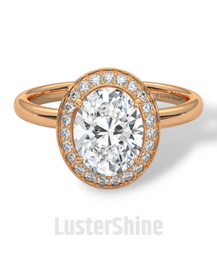Oval Halo Diamond Ring – 2 Carat Oval Engagement Ring – Bezel Halo in 14K Gold – Handmade Bridal Jewelry – Custom Unique Oval Wedding Ring