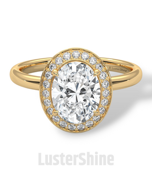 Oval Halo Diamond Ring – 2 Carat Oval Engagement Ring – Bezel Halo in 14K Gold – Handmade Bridal Jewelry – Custom Unique Oval Wedding Ring