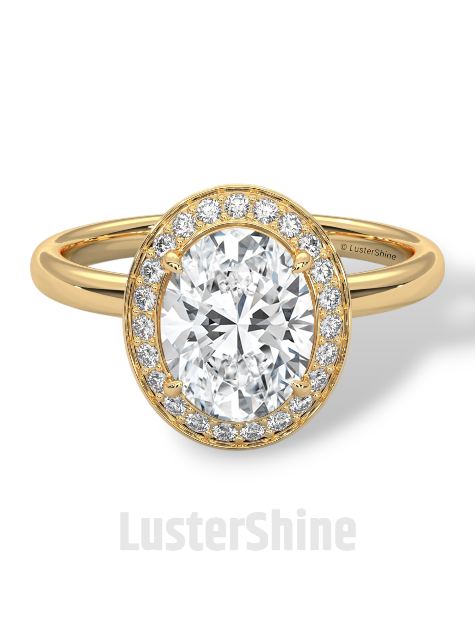 Oval Halo Diamond Ring – 2 Carat Oval Engagement Ring – Bezel Halo in 14K Gold – Handmade Bridal Jewelry – Custom Unique Oval Wedding Ring