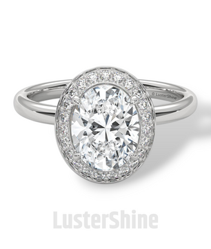 Oval Halo Diamond Ring – 2 Carat Oval Engagement Ring – Bezel Halo in 14K Gold – Handmade Bridal Jewelry – Custom Unique Oval Wedding Ring