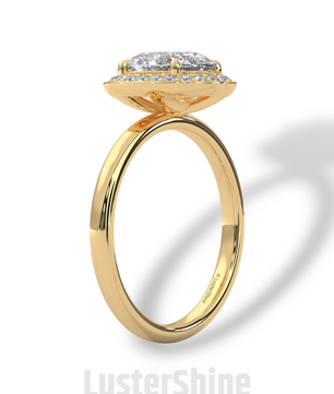 Oval Halo Diamond Ring – 2 Carat Oval Engagement Ring – Bezel Halo in 14K Gold – Handmade Bridal Jewelry – Custom Unique Oval Wedding Ring