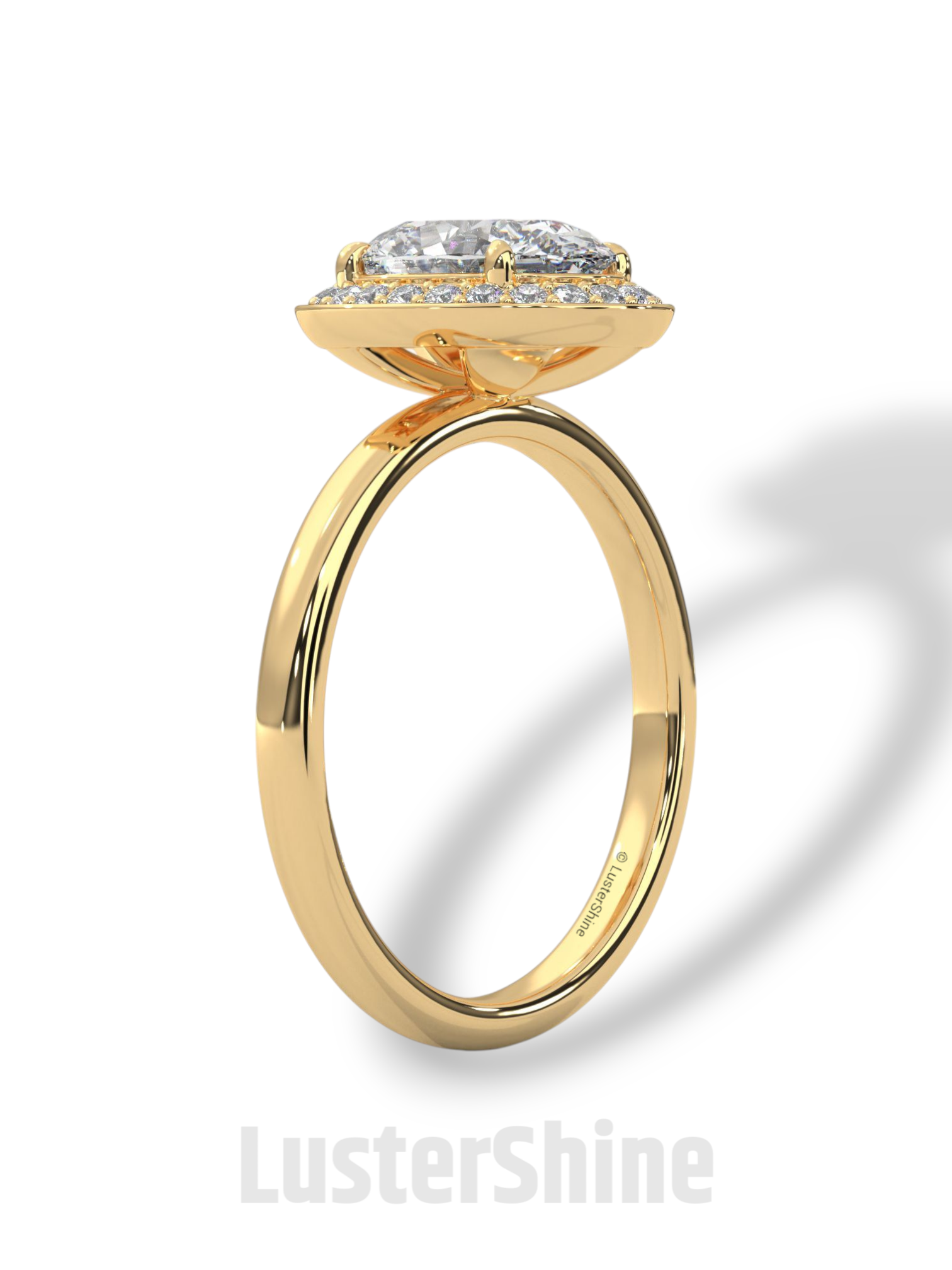 Oval Halo Diamond Ring – 2 Carat Oval Engagement Ring – Bezel Halo in 14K Gold – Handmade Bridal Jewelry – Custom Unique Oval Wedding Ring