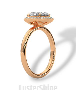 Oval Halo Diamond Ring – 2 Carat Oval Engagement Ring – Bezel Halo in 14K Gold – Handmade Bridal Jewelry – Custom Unique Oval Wedding Ring