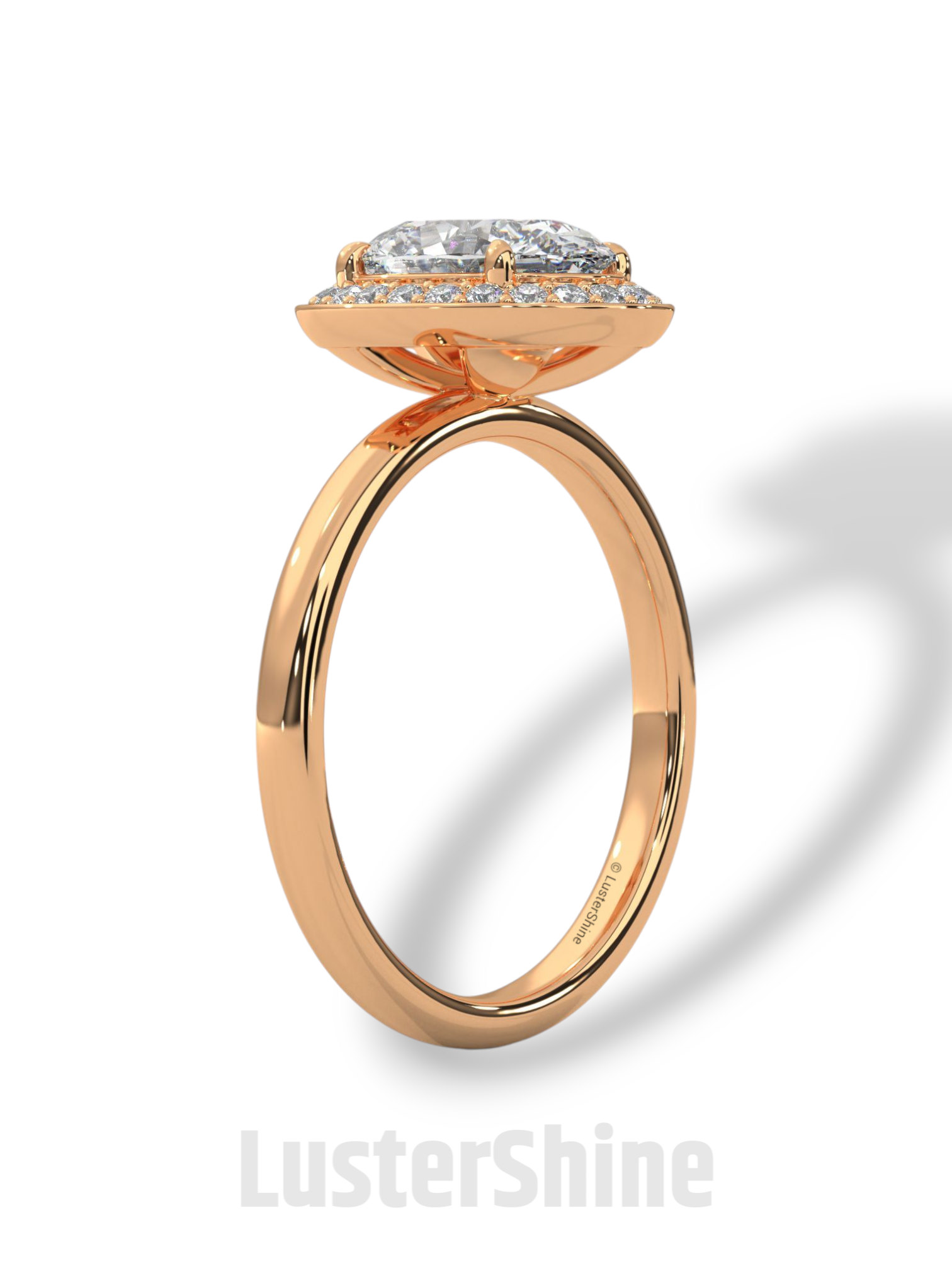 Oval Halo Diamond Ring – 2 Carat Oval Engagement Ring – Bezel Halo in 14K Gold – Handmade Bridal Jewelry – Custom Unique Oval Wedding Ring