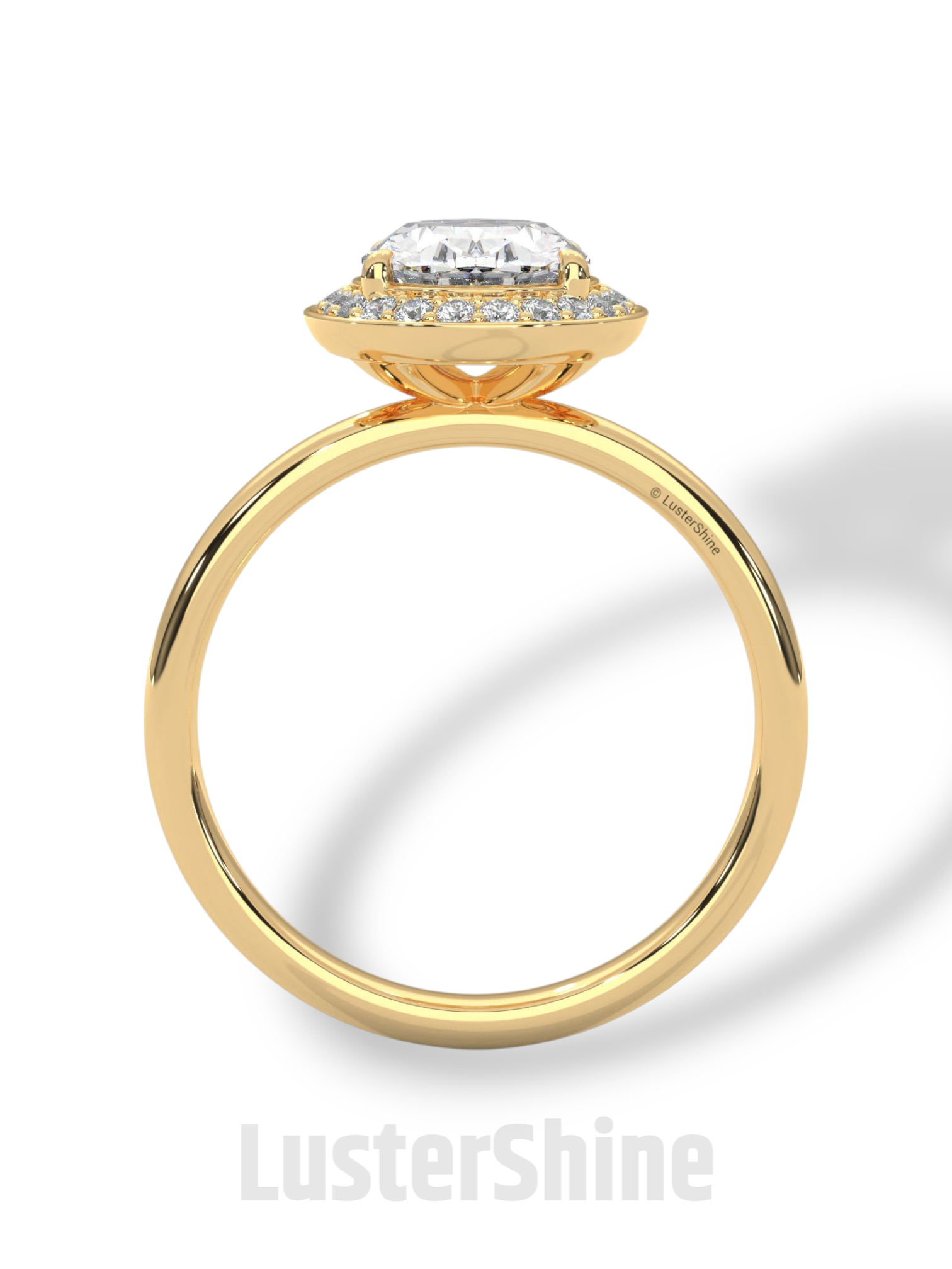 Oval Halo Diamond Ring – 2 Carat Oval Engagement Ring – Bezel Halo in 14K Gold – Handmade Bridal Jewelry – Custom Unique Oval Wedding Ring