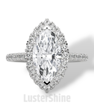 2ct Marquise Diamond Ring – Halo Engagement Ring in Gold – Marquise Cut Bridal Jewelry – Anniversary Ring – Vintage Wedding Custom Ring Gift
