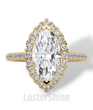 2ct Marquise Diamond Ring – Halo Engagement Ring in Gold – Marquise Cut Bridal Jewelry – Anniversary Ring – Vintage Wedding Custom Ring Gift